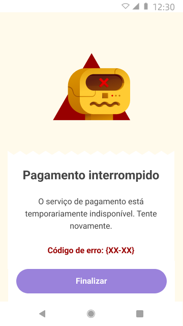 Pagamento interrompido